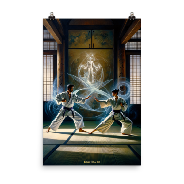 Spiritual Duel: The Ethereal Encounter – 24x36in Japanese Karate Art Print on Poster Paper