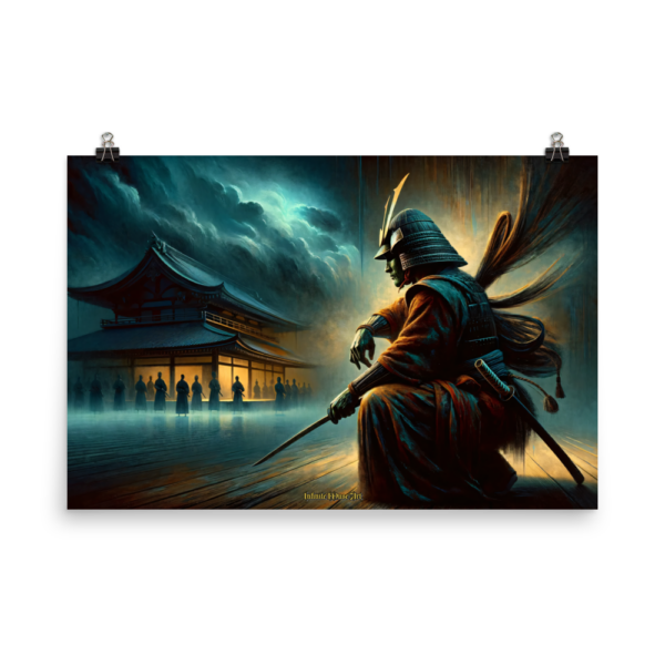 Guardian at Twilight – 24x36in Japanese Samurai Art Print