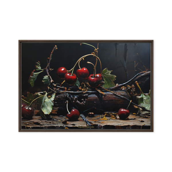 Resilience in Shadow: Framed Canvas Print of Vitality in Decay