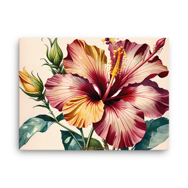 Elegant Hibiscus Whispers - 18x24in Frameless Canvas Print