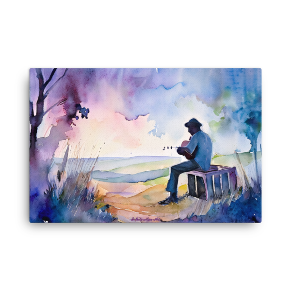 Watercolour Music Art Print - Twilight Serenade at the Crossroads (24x36 inches) - Unique Canvas Piece