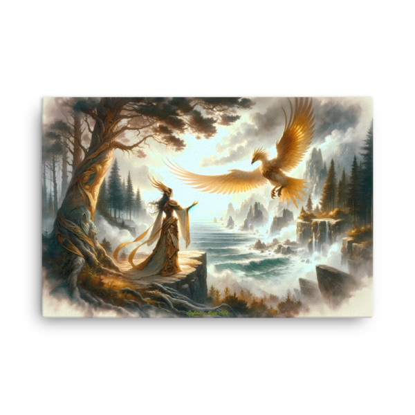 Summoning the Golden Phoenix - Guardians of the Aerie 24x36 Thin Frameless Canvas Print