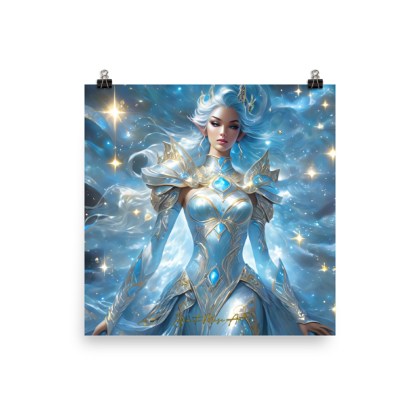 Celestial Guardian: Ethereal Night Sky Fantasy Art Print (18x18 in)