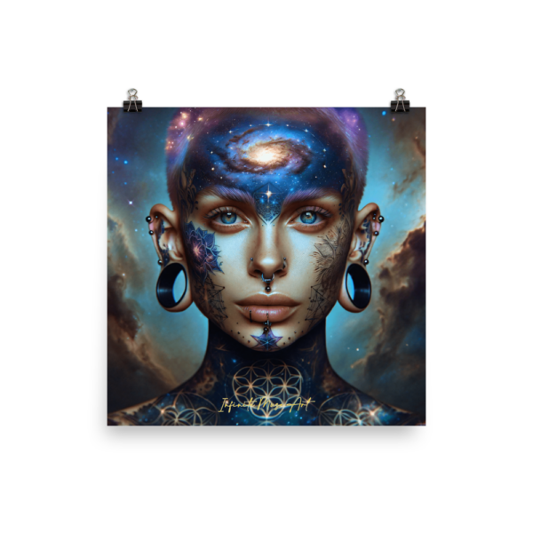 Cosmic Visionary: Ethereal Celestial Portraits on Japanese Poster-Paper 18x18-in