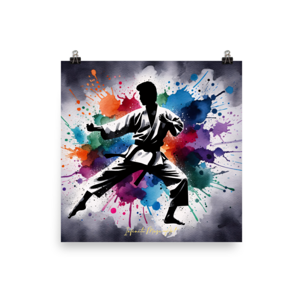 Martial Spirit: Dynamic Karate Art Print (18x18in) - Japanese Poster Paper