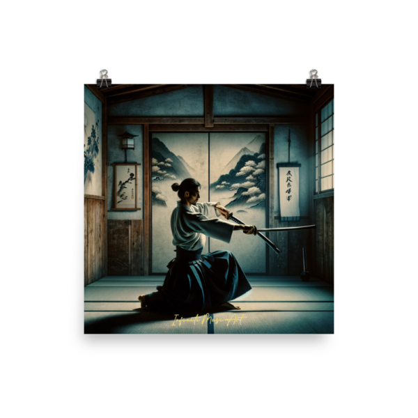 Samurai Serenity: A Moment of Reflection - 18x18in Japanese Art Print