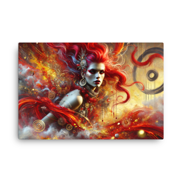 Crimson Elegance: Dynamic Abstract Fantasy Art Canvas Print