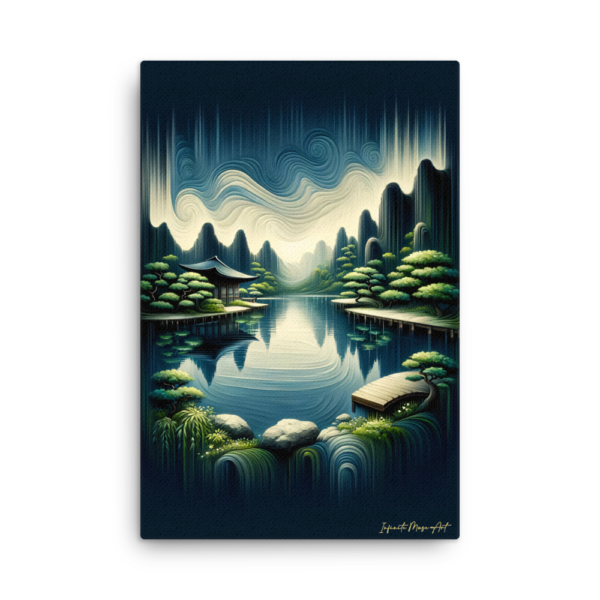 Enigmatic Waterscape: A Serene Journey in Frameless Canvas Art