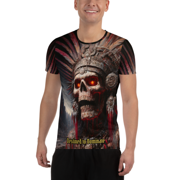 Mictlantecuhtli Warrior Athletic Shirt - 'Destined to Dominate' All-Over Print Combat Sports Tee