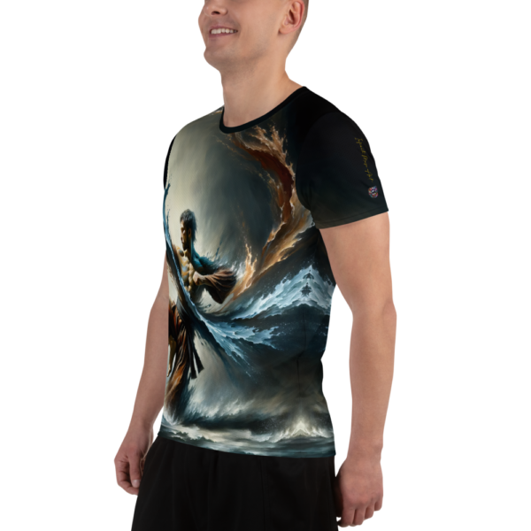 Men’s All-Over-Print Athletic Shirt – Martial Artist in Elemental Flow | Ideal for Combat Sports & Outdoor Enthusiasts - Image 4