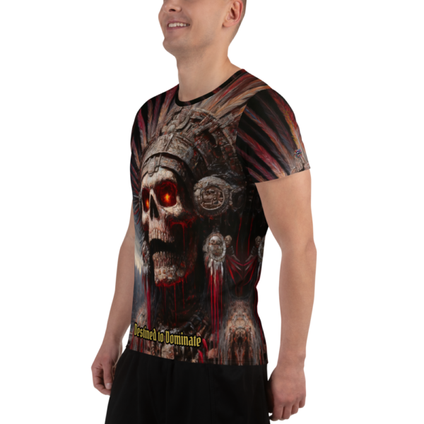 Mictlantecuhtli Warrior Athletic Shirt - 'Destined to Dominate' All-Over Print Combat Sports Tee - Image 4