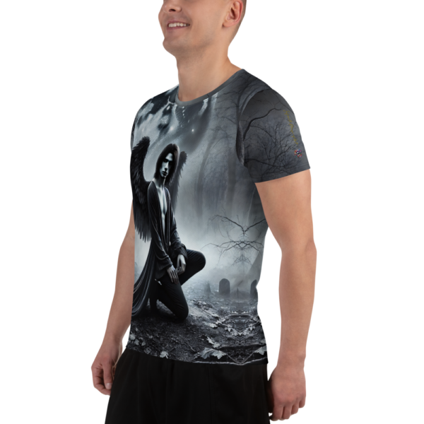 Shadowed Seraphim Men's All-Over-Print Athletic Shirt – Gothic Dark Angel Design for Combat Sports and Outdoor Enthusiasts - Image 4