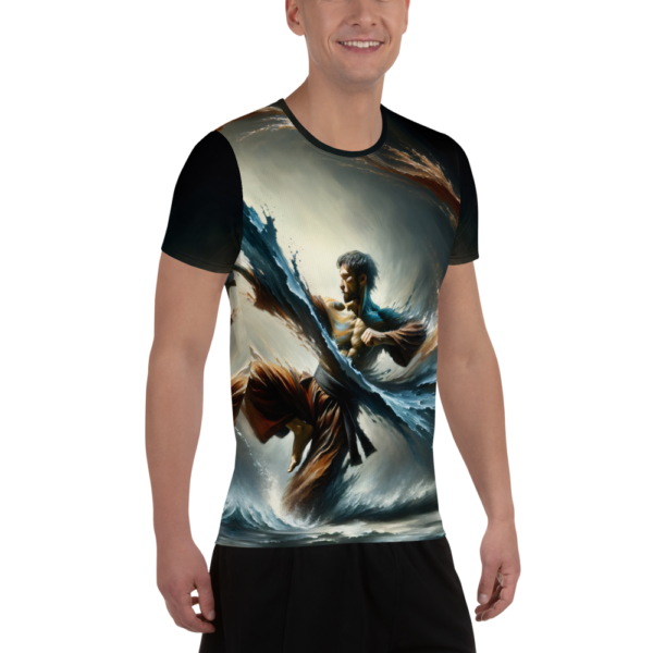 Men’s All-Over-Print Athletic Shirt – Martial Artist in Elemental Flow | Ideal for Combat Sports & Outdoor Enthusiasts - Image 3