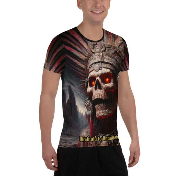 Mictlantecuhtli Warrior Athletic Shirt - 'Destined to Dominate' All-Over Print Combat Sports Tee - Image 3