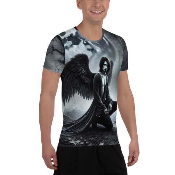 Shadowed Seraphim Men's All-Over-Print Athletic Shirt – Gothic Dark Angel Design for Combat Sports and Outdoor Enthusiasts - Image 3