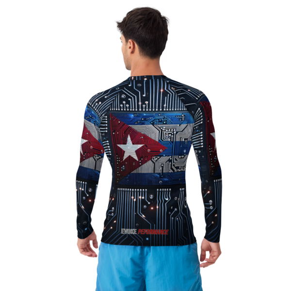 Cuban Flag Circuit Board Men's Rash Guard | Combat Sports & Outdoor Performance Long Sleeve - Image 2