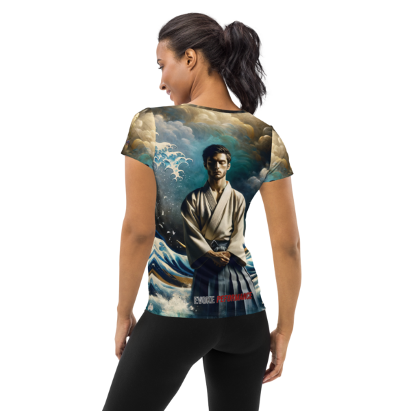 Elevate Your Performance with the Serene Samurai All-Over-Print Women's Athletic Shirt - Image 2