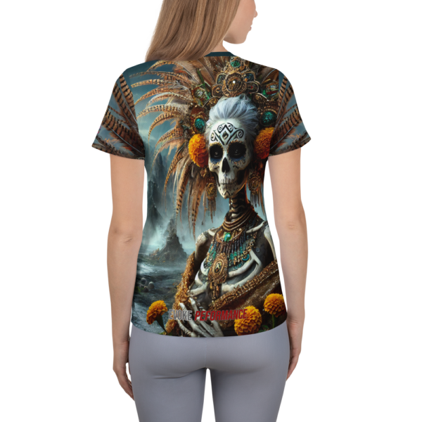 Mictecacihuatl Warrior Women's All-Over-Print Athletic Shirt - Moisture-Wicking & Stretch Mesh for Combat Sports & Outdoor Enthusiasts - Image 2