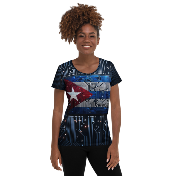 Cuban Electronics Inspired, All-Over Print Women's Athletic T-shirt