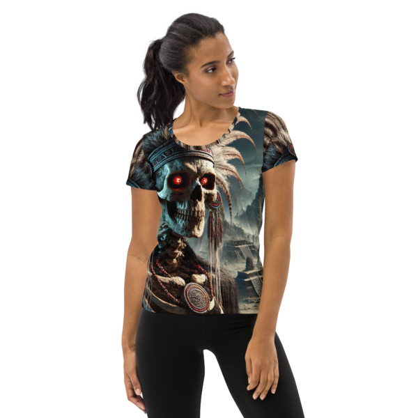 Women's All-Over-Print Athletic Shirt - Mictlantecuhtli Design | Perfect for Combat Sports & Outdoor Enthusiasts