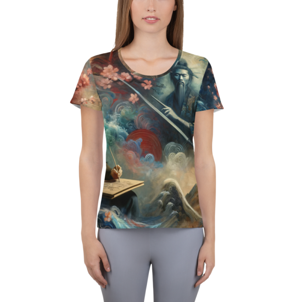 Harmony in Combat Women's All-Over-Print Athletic Shirt - Moisture-Wicking Performance Tee for Combat Sports Enthusiasts