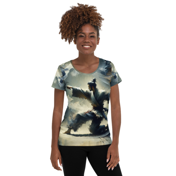 Women's All-Over-Print Athletic Shirt - 'Whispers of the Wind' | Moisture-Wicking Martial Arts-Inspired Sportswear