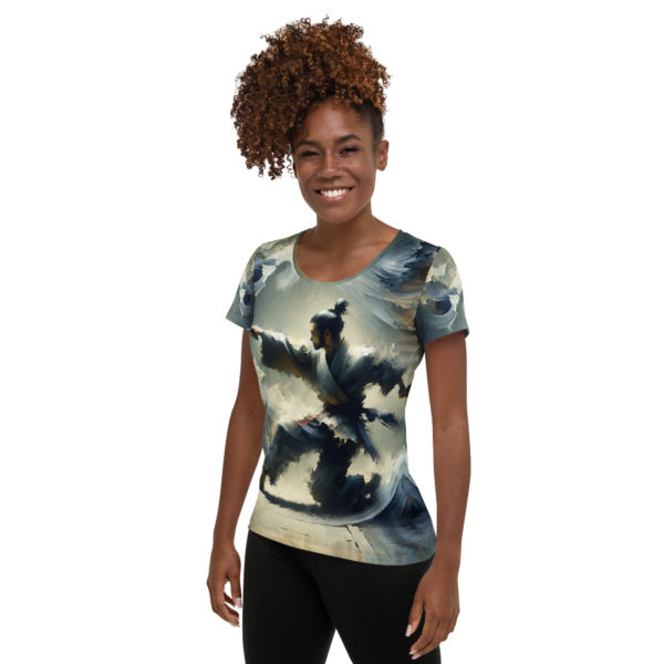 Women's All-Over-Print Athletic Shirt - 'Whispers of the Wind' | Moisture-Wicking Martial Arts-Inspired Sportswear - Image 3