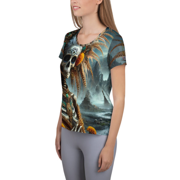 Mictecacihuatl Warrior Women's All-Over-Print Athletic Shirt - Moisture-Wicking & Stretch Mesh for Combat Sports & Outdoor Enthusiasts - Image 3