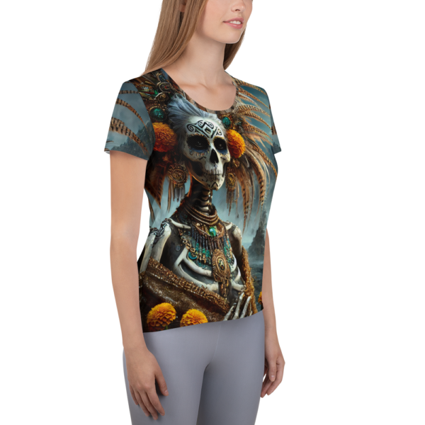 Mictecacihuatl Warrior Women's All-Over-Print Athletic Shirt - Moisture-Wicking & Stretch Mesh for Combat Sports & Outdoor Enthusiasts - Image 4