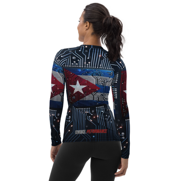 Women's High-Performance Rash Guard - Cuban Circuit Board Design | UPF 50+ Sun Protection for Combat Sports & Outdoor Activities - Image 2