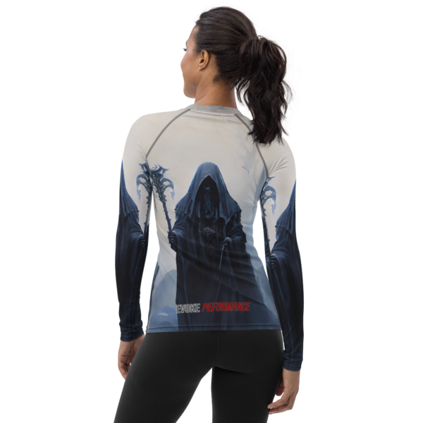 Harbinger of Shadows Women's Long Sleeve Rash Guard – Combat & Outdoor Sportswear with UPF 50+ | 'Reap What You Sow' - Image 2