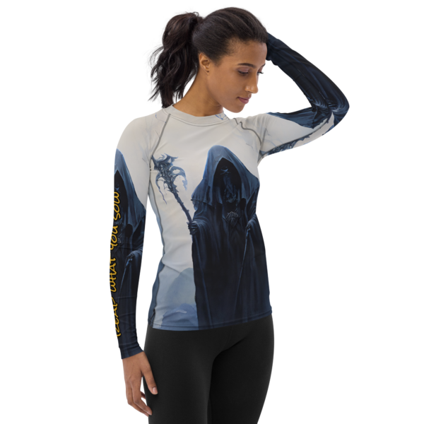 Harbinger of Shadows Women's Long Sleeve Rash Guard – Combat & Outdoor Sportswear with UPF 50+ | 'Reap What You Sow' - Image 4