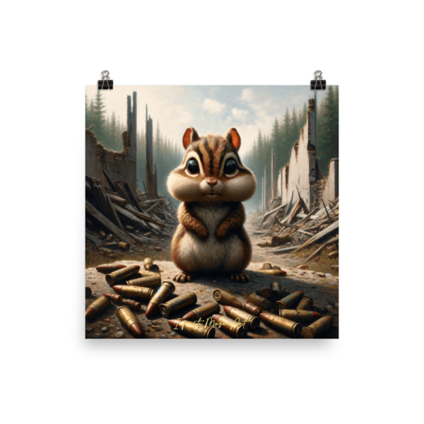 Apocalyptic Chipmunk: A Surreal Tale of Resilience and Survival - 18x18in Art Print