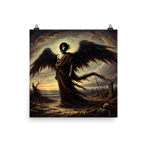 "Nyx, Harbinger of Dusk: Gothic Deity Print (18x18in) – Deities of Darkness Collection"