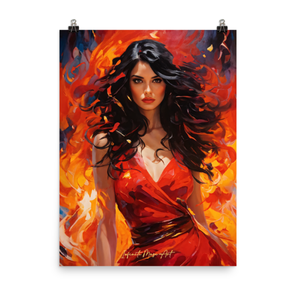 Inferno Muse – 18x24in Museum-Quality Japanese Poster Print | Vibrant Female Portrait Art