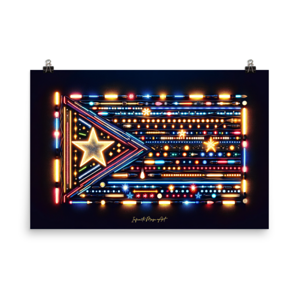 Cuban Symphony of Lights Neon Flag Art Print