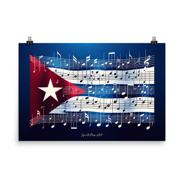 Symphony of Freedom - 24x36in Cuban Musical Flag Poster on Premium Japanese Matte Paper