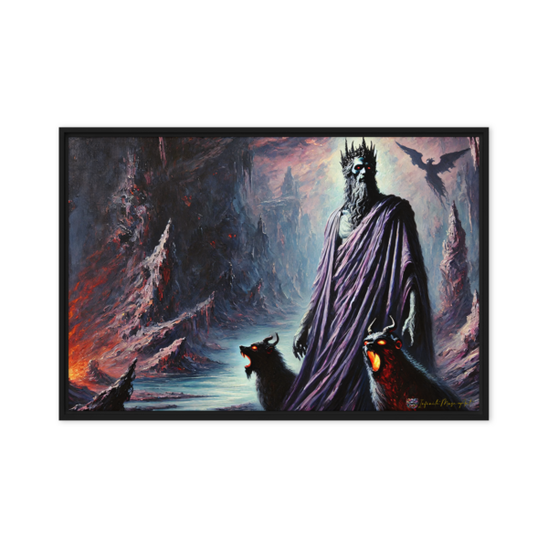 Hades: Infernal King of Shadows - Premium 24x36in Wood Framed Canvas Print