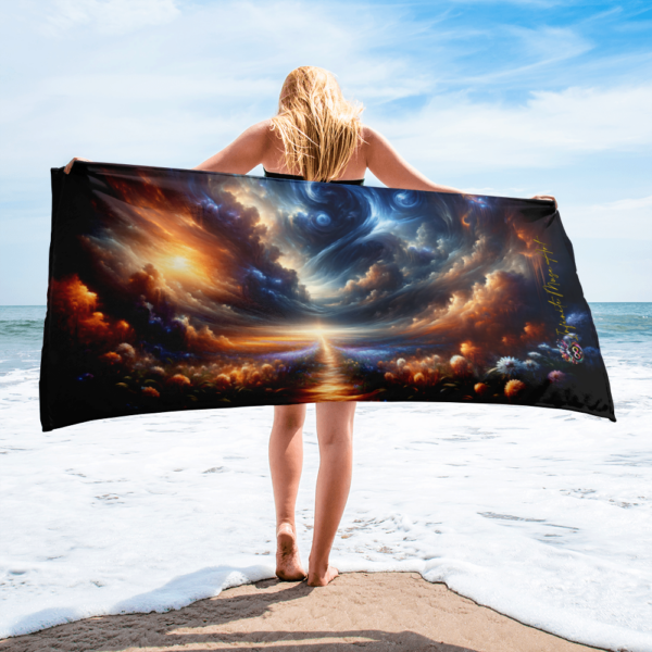 Celestial Symphony Beach Towel - Vibrant Artistic Bath Accessory