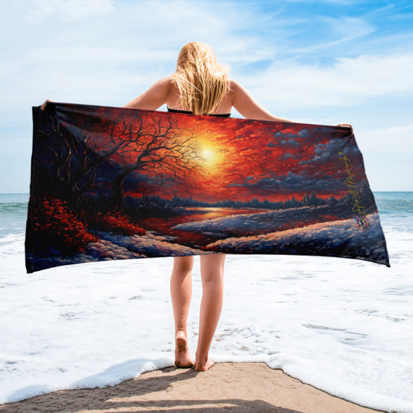 Crimson Twilight 30x60in Beach Towel - Soft, Cozy, and Vibrant All-Over Print