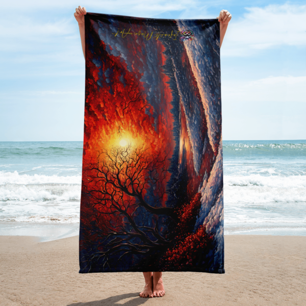 Crimson Twilight 30x60in Beach Towel - Soft, Cozy, and Vibrant All-Over Print - Image 2