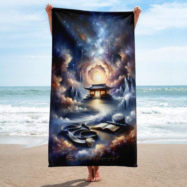 Celestial Martial Reflection - 30x60in Super Soft & Cozy Beach Towel with Japanese Martial Arts Design