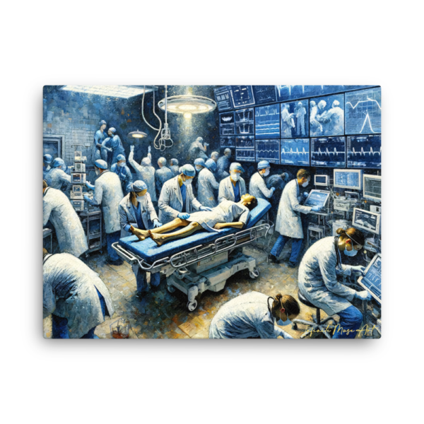 Symphony of Precision: 18x24in Thin Frameless Futuristic Medical Scene Canvas Print