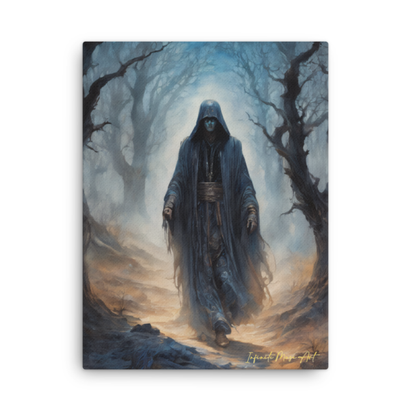 Veilwalker of the Shadowed Glade - 18x24in Frameless Gothic Canvas Art Print