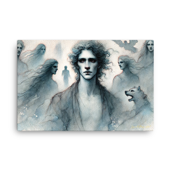 Shadows of Hades 24x36in Thin Frameless Canvas Print – Gothic Mythology Art