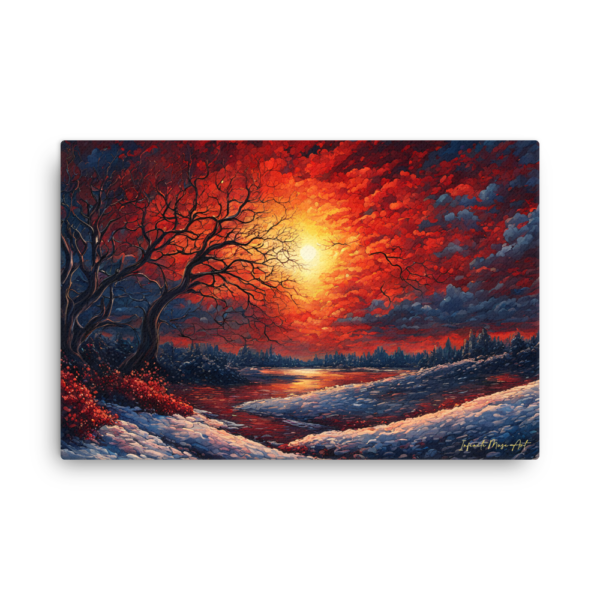 Crimson Twilight 24x36in Thin Frameless Canvas Print - Slim Wall Art with Built-In Mounts