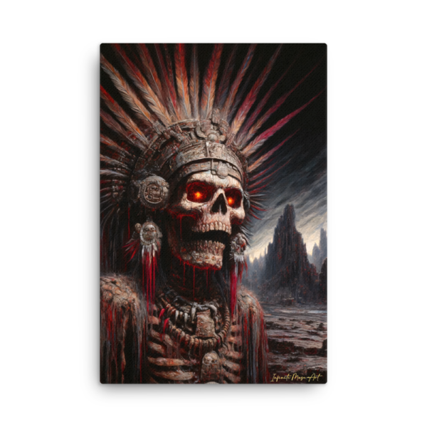 Echoes of Mictlantecuhtli 24x36 Thin Canvas Print - Gothic Deity Wall Art