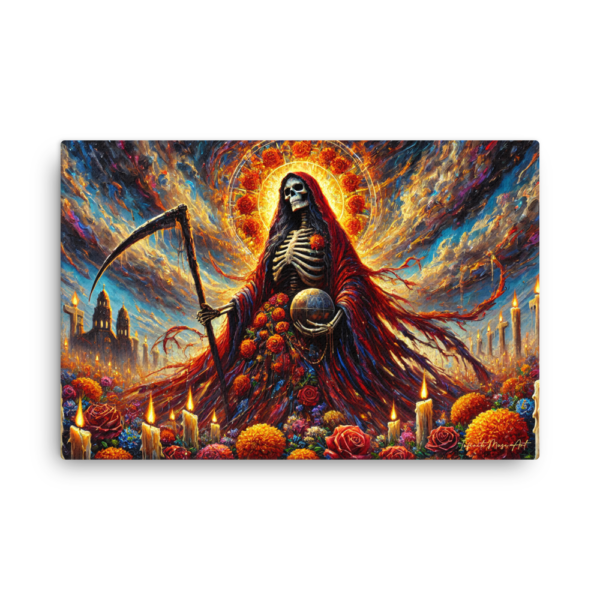 Santa Muerte: Keeper of the Veil – 24x36in Thin Frameless Canvas Print