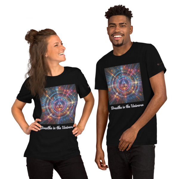 Old Fashioned Comfort Fit Unisex T-Shirt | Cosmic Meditation Design | Breathe In The Universe Quote - Image 2