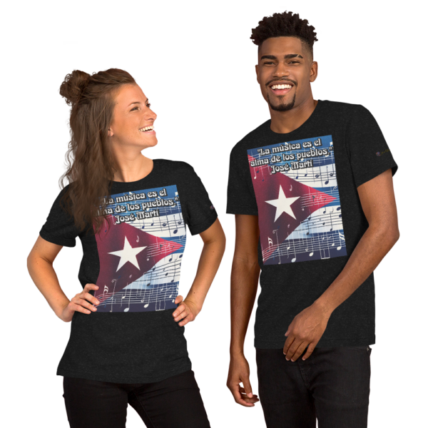 Old-Fashioned Comfort Fit Unisex T-Shirt Featuring Cuban Musical Flag Design – 'La música es el alma de los pueblos' Quote by José Martí